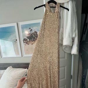 Pretty Lavish Raleigh Halterneck Gold Sequin Size UK14